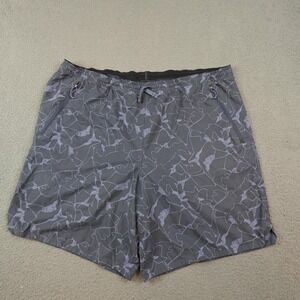 Patagonia Nine Trails Shorts Mens XL Gray Camo Zip Running Hiking Stretch 57601